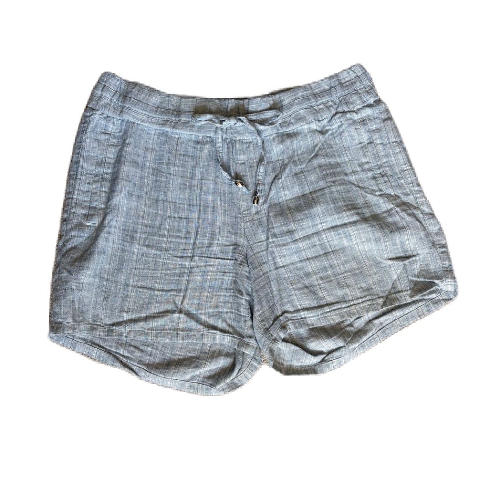 Rafaella Comfort linen drawstring waist shorts blue Small